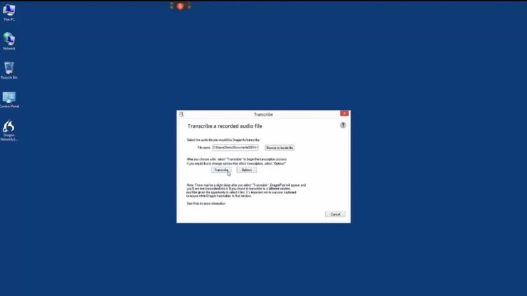 Dragon- Transcribing an audio file created on a digital recorder