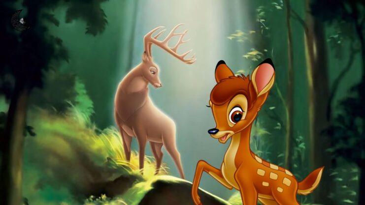 Bambi in the forest in spring