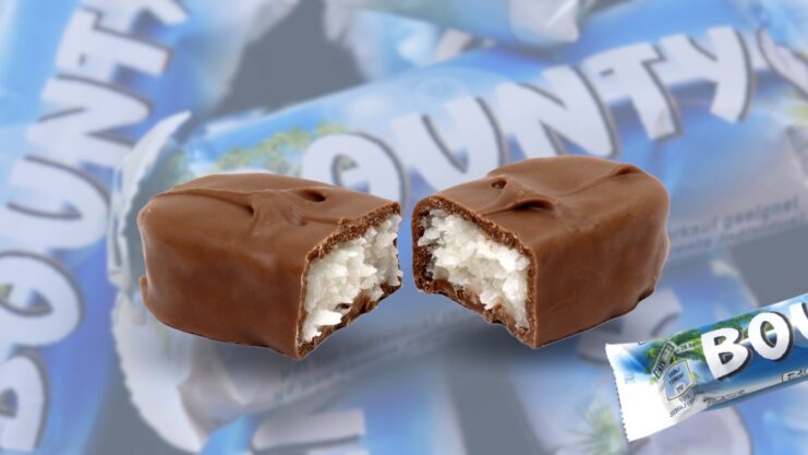 Bounty bar cut in half to reveal contents