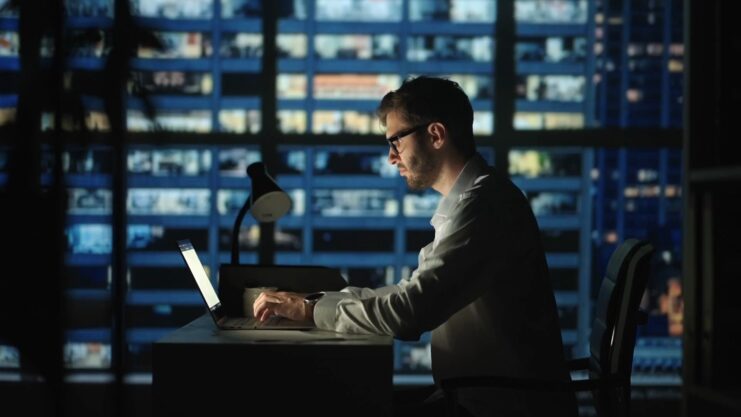 man working on a computer